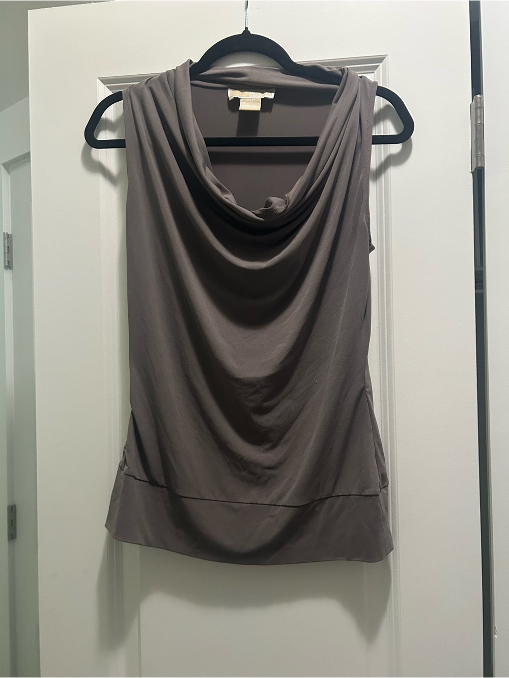MICHAEL Michael Kors Taupe Draped Cowl Sleeveless Top